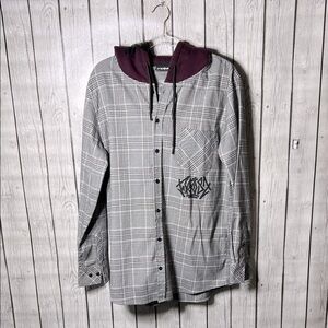 Frost street wear plaid hooded shirt jacket size xl